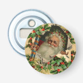 Vrolijke Kerstman Antiek Classic Button Flesopener (Voorkant)