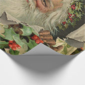 Vrolijke Kerstman Antiek Classic Cadeaupapier (Hoek)