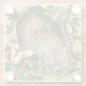 Vrolijke Kerstman Antiek Classic Glazen Onderzetter (Achterkant)