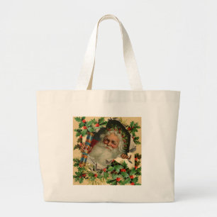 Vrolijke Kerstman Antiek Classic Grote Tote Bag