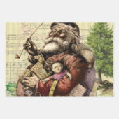 Vrolijke Kerstman Antiek Classic Inpakpapier Vel (Voorkant 3)