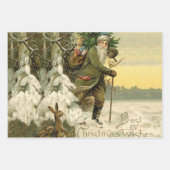 Vrolijke Kerstman Antiek Classic Inpakpapier Vel (Voorkant 2)