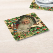 Vrolijke Kerstman Antiek Classic Kartonnen Onderzetters (Schuin)