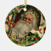 Vrolijke Kerstman Antiek Classic Keramisch Ornament (Voorkant)