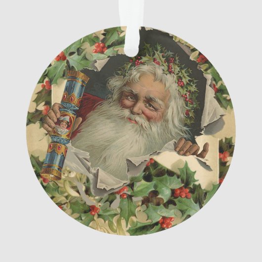 Vrolijke Kerstman Antiek Classic Ornament (achterkant)