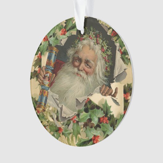 Vrolijke Kerstman Antiek Classic Ornament (voorkant)