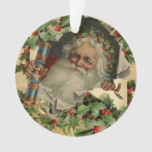 Vrolijke Kerstman Antiek Classic Ornament (voorkant)