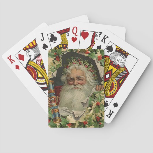 Vrolijke Kerstman Antiek Classic Pokerkaarten (Achterkant)
