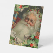 Vrolijke Kerstman Antiek Classic Reclamebord Met Voetstuk (Voorkant)
