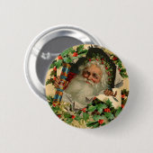Vrolijke Kerstman Antiek Classic Ronde Button 5,7 Cm (Voorkant /achterkant)