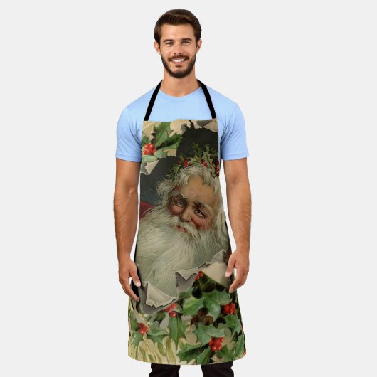 Vrolijke Kerstman Antiek Classic Schort (Gedragen)