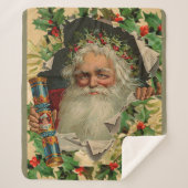 Vrolijke Kerstman Antiek Classic Sherpa Deken (Voorkant)