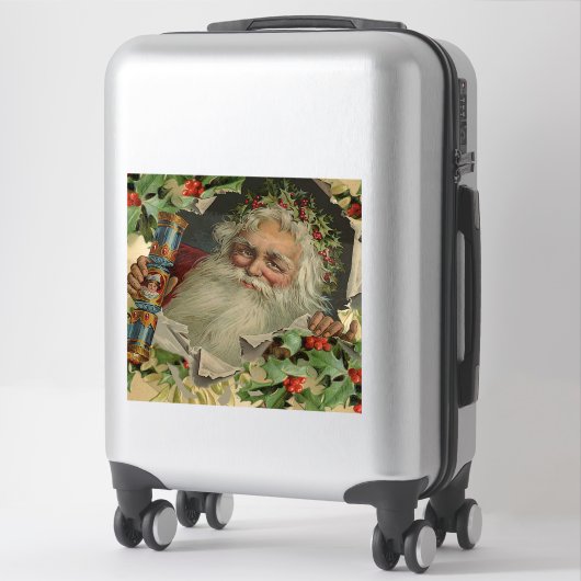 Vrolijke Kerstman Antiek Classic Sticker (Koffer)