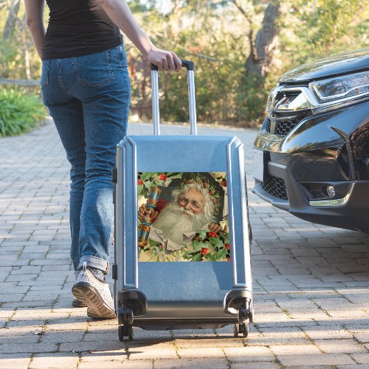 Vrolijke Kerstman Antiek Classic Sticker (Koffer Insitu)