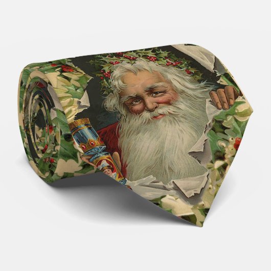 Vrolijke Kerstman Antiek Classic Stropdas (Opgerold)