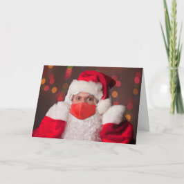 Vrolijke Kerstman die een gezichtsmasker draagt Feestdagen Kaart