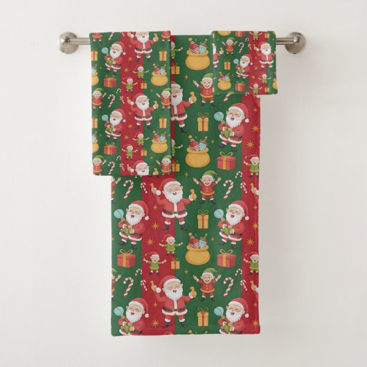 Vrolijke Kerstman en elfen Bad Handdoek (Insitu)
