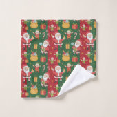 Vrolijke Kerstman en elfen Bad Handdoek (Wasdoekje)
