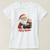Vrolijke Kerstman en Kat T-shirt (Design voorkant)