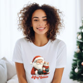 Vrolijke Kerstman en Kat T-shirt