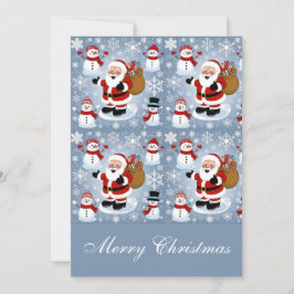 Vrolijke Kerstman en Sneeuwmannen Kerstmis Feestdagenkaart