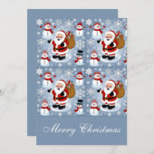 Vrolijke Kerstman en Sneeuwmannen Kerstmis Feestdagenkaart (Voorkant / Achterkant)