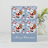 Vrolijke Kerstman en Sneeuwmannen Kerstmis Feestdagenkaart (Staand voorkant)