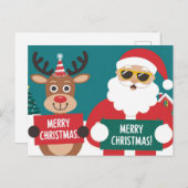 Vrolijke kerstman feestdagenkaart (Voorkant / Achterkant)