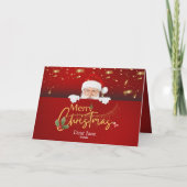  vrolijke kerstman gevouwen feestdagen kaart (Achterkant)
