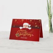  vrolijke kerstman gevouwen feestdagen kaart (Voorkant)