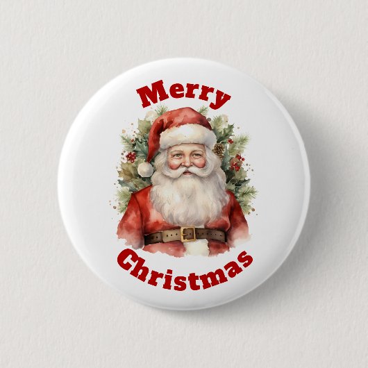 vrolijke kerstman glimlachend ronde button 5,7 cm (Voorkant)