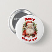 vrolijke kerstman glimlachend ronde button 5,7 cm (Voorkant /achterkant)