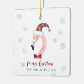 Vrolijke Kerstman Hoed Flamingo Sneeuwvlokken Keramisch Ornament (Links)