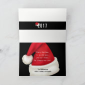 Vrolijke Kerstman Hoed op Black Custom Photo Feestdagen Kaart (Binnen)