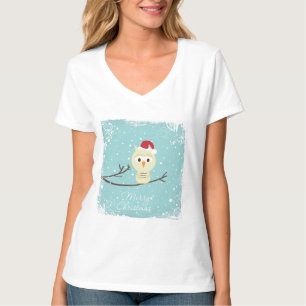 Vrolijke Kerstman Hoed Uil T-shirt