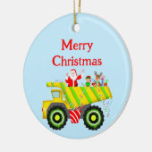 Vrolijke Kerstman in Dump Elf, Rendier Keramisch Ornament (Links)