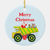 Vrolijke Kerstman in Dump Elf, Rendier Keramisch Ornament (Achterkant)