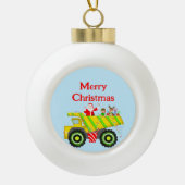 Vrolijke Kerstman in Dump Elf, Rendier Keramische Bal Ornament (Voorkant)