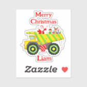 Vrolijke Kerstman in Dump Elf, Rendier Sticker (Vel)
