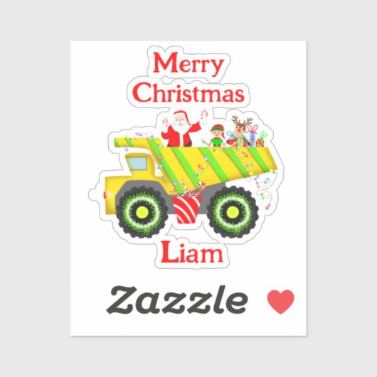 Vrolijke Kerstman in Dump Elf, Rendier Sticker (Vel)