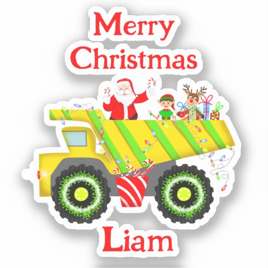 Vrolijke Kerstman in Dump Elf, Rendier Sticker (Voorkant)