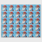 Vrolijke Kerstman in een western hoed Kerstmis Cadeaupapier (Vlak)