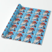 Vrolijke Kerstman in een western hoed Kerstmis Cadeaupapier (Uitgerold)