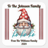 Vrolijke Kerstman in feestelijke kerstkleuren Vierkante Sticker (Voorkant)