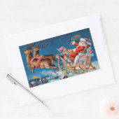 Vrolijke  kerstman in zijn slee rechthoekige sticker (Envelop)