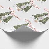 Vrolijke Kerstman Kabouter Cadeaupapier (Hoek)