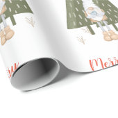 Vrolijke Kerstman Kabouter Cadeaupapier (Rol Hoek)