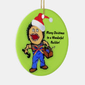 Vrolijke kerstman keramisch ornament (Rechts)