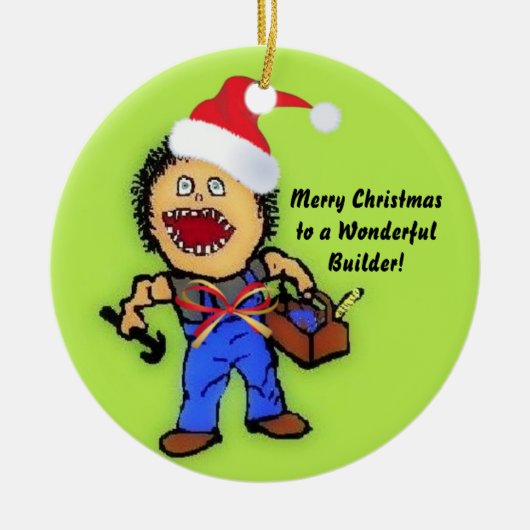 Vrolijke kerstman keramisch ornament (Voorkant)