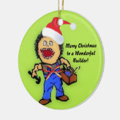 Vrolijke kerstman keramisch ornament (Links)